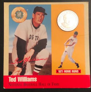 Ted Williams 1990 Hall Of Fame Legends Of Baseball Silver Proof In 6 X 6 Card
