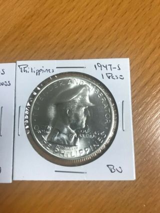 2 Coins U.  S.  Philippines 1947 - S 1 Peso & 50 Centavos Gem Bu Macarthur - Best Deal