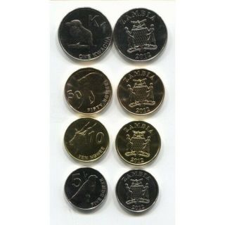 Zambia 5 10 50 Ngwee 1 Kwacha 2012 Unc Coin Set Of 4