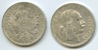 G5695 - Austria 1 Florin 1886 Km 2222 Silver Xf - Unc Franz Joseph I.  1848 - 1916