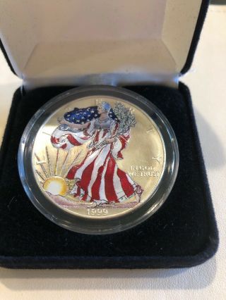 (1) 1999 American Eagle Painted Walking Liberty 1 Oz Fine Silver Dollar Coin