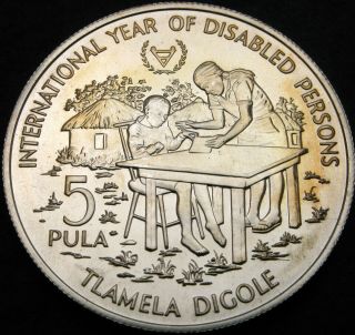 Botswana 5 Pula 1981 - Silver - Intl.  Year Of Disabled Persons - Aunc - 616 ¤