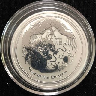 2012 P 1 Dollar Australia Year Of The Dragon 1 Oz Pure Silver Coin Bu 1