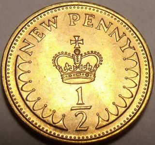 Gem Unc Great Britain 1981 Half Penny A Royal Crown Last Year