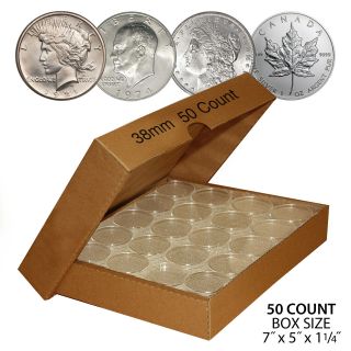 50 Morgan Dollar Direct - Fit Airtight 38mm Coin Capsule Holder (qty: 50)