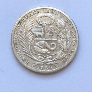 1926 Peru Un Sol Silver Coin