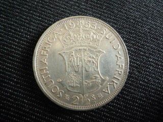 Q.  Elizabeth Ii South Africa Silver 1953 21/2 Shilling Half Crown Coin