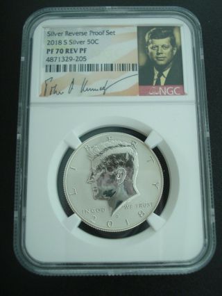 2018 - S Silver Reverse Proof Kennedy Half Dollar 50c Coin Ngc Pf70 Rev Pf