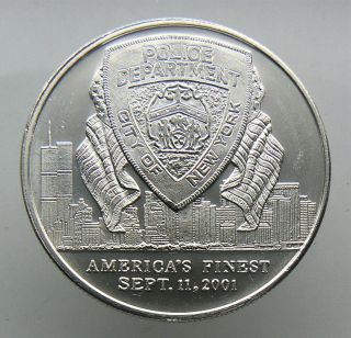 1 Oz Silver Round.  999 - York Police Dept 9/11/2001 America 