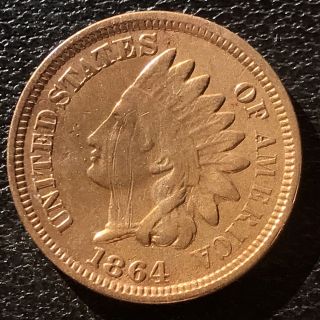 1864 Indian Head Cent Rare Key Date - Xf Details Scratches One Penny 7137