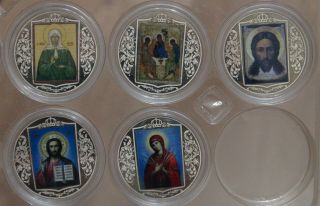 Russia Set Of 5 Coins 25 Rubles 2018 Orthodox Icon.  Coins In Capsules