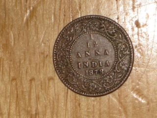 British India 1878 1/12 Anna Coin Queen Victoria