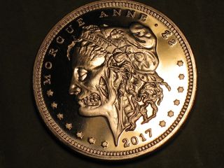 1 Copper Oz Coin Round Morgue Anne Morgan Silver Dollar Zombucks Zombie 2017