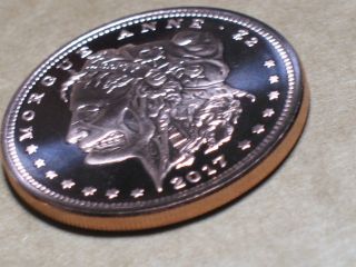 1 COPPER Oz Coin Round Morgue Anne Morgan silver Dollar Zombucks Zombie 2017 2