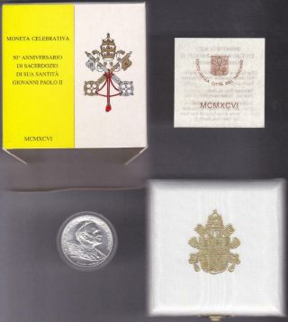 Pope John Paul Ii Vatican 500 Lire 1996 50 Years Ordination Silver Bu