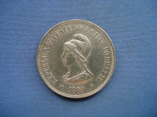 1889 Brazil - 1000 Réis -.  917 Silver Coin - I4547