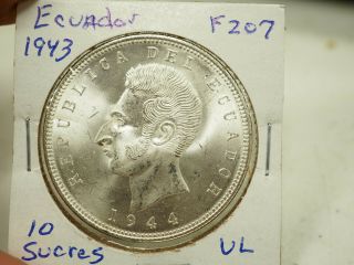 1943 Ecuador Silver 5 Sucres - F 207
