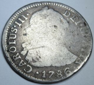 1786 Mi Spanish Silver 2 Reales Piece Of 8 Real Us Colonial Pirate Treasure Coin