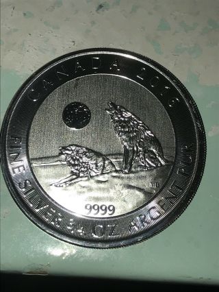 2016 Silver Canadian 3/4 Oz.  Silver Howling Wolves Uncirculated