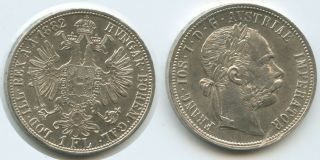 G5739 - Austria 1 Florin 1882 Km 2222 Xf,  Silver Franz Joseph I.  1848 - 1916