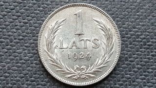 Latvia 1 Lats 1924 Silver Coin