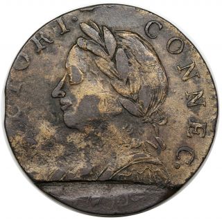 1787 Connecticut Copper,  Horned Bust,  Miller 4 - L,  Xf Detail