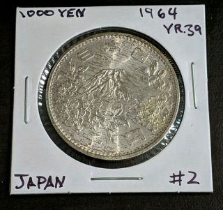 1964 Japan Tokyo Gem Bu Olympic Games 1000 Yen Silver 2