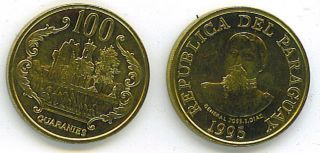 Paraguay: 6 Piece Uncirculated 1980s - 90s Coin Set,  1 - 100 Guaranies
