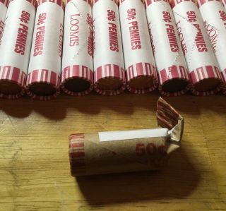 Unsearched 25 rolls LINCOLN CENTS 1250 PENNIES,  Some COPPER BULLION PENNIES 2