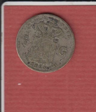 Old Silver Coin Netherlands Dutch East Indies 1/4 Florin 1854
