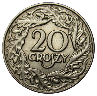 Poland 20 Groszy Coin 1923 Y 12 (a2) Eagle