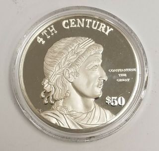 1997 Cook Islands 50 Dollar Proof Silver 4th Century - Rare Gg02