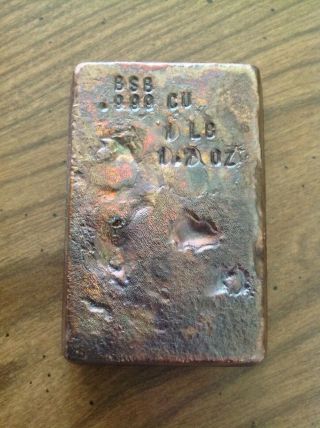 Bombshell Bullion.  999 Pure Copper 1lb 1.  7oz Ingot Bar Multicolor Patina