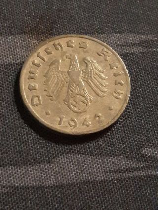 1942 A Series Nazi Germany Third Reich 1 Pfenning Coin