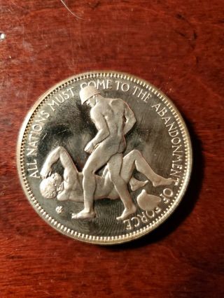 1970 Franklin End Of World War 2 Anniversary 1 Oz Sterling Silver Coin
