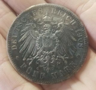 1903 German Deutsches Reich Silver Fünf Mark You Grade