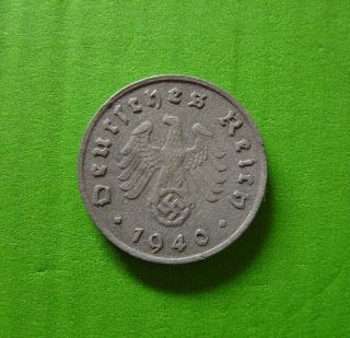 1940 G Nazi German Zinc 10 Reichspfennig With Swastika