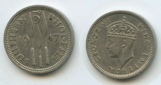 Y809 - Southern Rhodesia 3 Pence 1947 Km 16b Xf - Scarce George Vi.  Südrhodesien