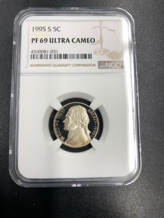 1995 S Proof Pf 69 Ultra Cameo Jefferson Nickel Ngc Bv $20.  00