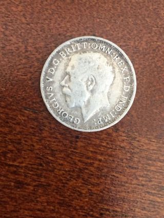 Great Britain 1917 3 Pence First Issue George V 92.  5 Percent Silver Coin