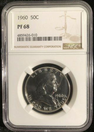 1960 Proof Franklin Silver Half Dollar 50c Ngc Pf68