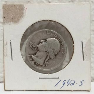 1942 - S Washington Quarter 90 Silver Coin Wwii