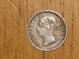 Hong Kong 1888 silver 5 Cents coin Queen Victoria 2