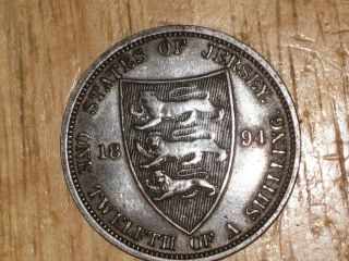 Jersey 1894 1/12 Shilling Coin Queen Victoria