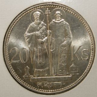 Slovakia 20 Korun 1941 Brilliant Uncirculated Silver Coin - Cyril And Methodius