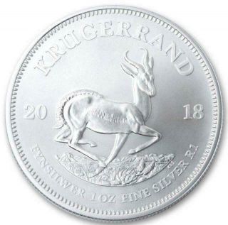 South Africa - 2018 1 Oz Silver Krugerrand Brilliant Uncirculated Coin.