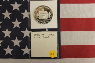 1965 York Coin Club Silver Proof.  999 Pure Silver (z451)