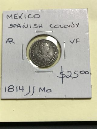 1814 Jj Mo Mexico Silver 1/2 Real