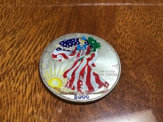 (1) 2000 American Eagle Painted Walking Liberty 1 Oz Fine Silver Dollar