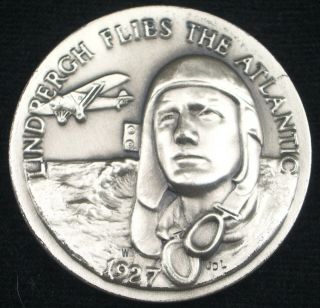 Longines Symphonette " Linbergh Flies The Atlantic " 1927 Sterling Silver Medal